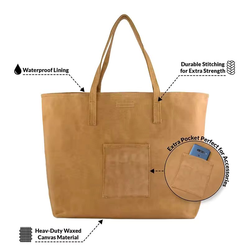 Stor toteväska i vaxad canvas